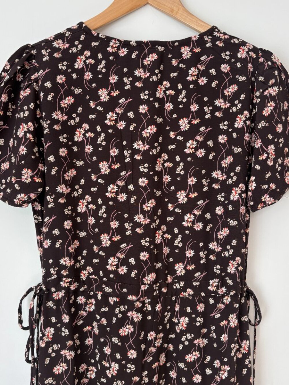 Fat Face Brown Floral Faux Wrap Maxi Dress US Sz 4 Tie Waist Bohemian Prairie - Picture 6 of 9